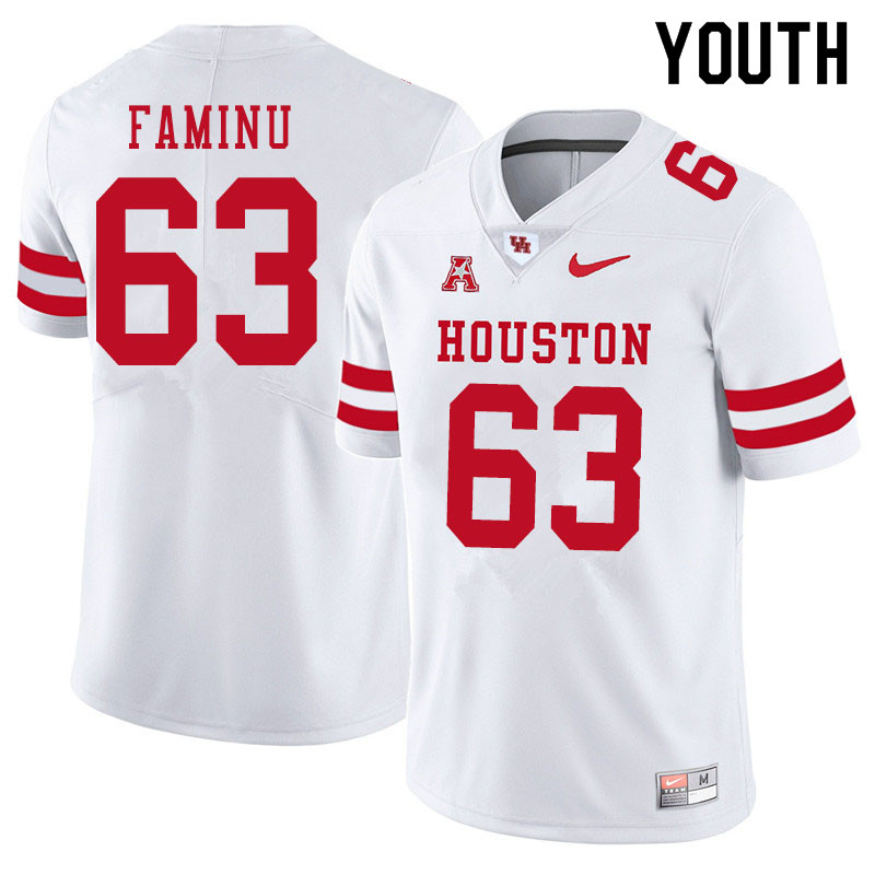 Youth #63 James Faminu Houston Cougars College Football Jerseys Sale-White